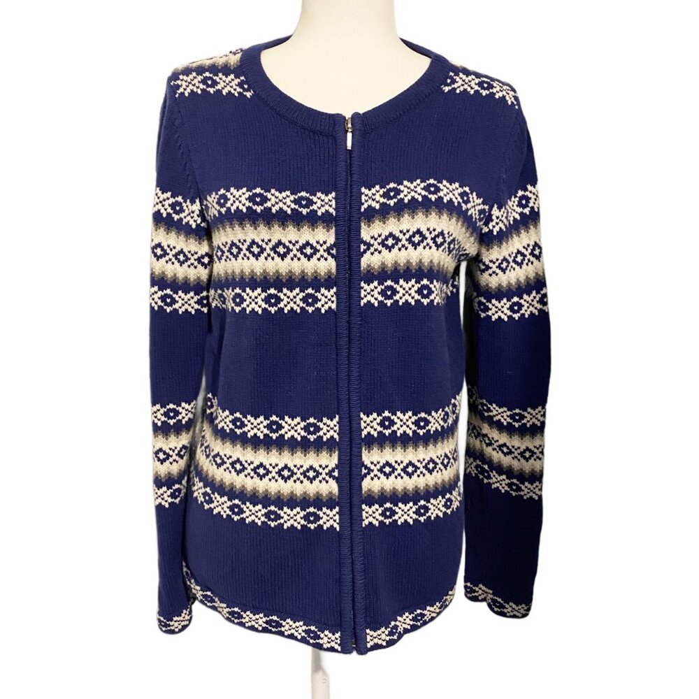 Beautiful Blue Nordic/Faire Isle Style Zip Cardigan